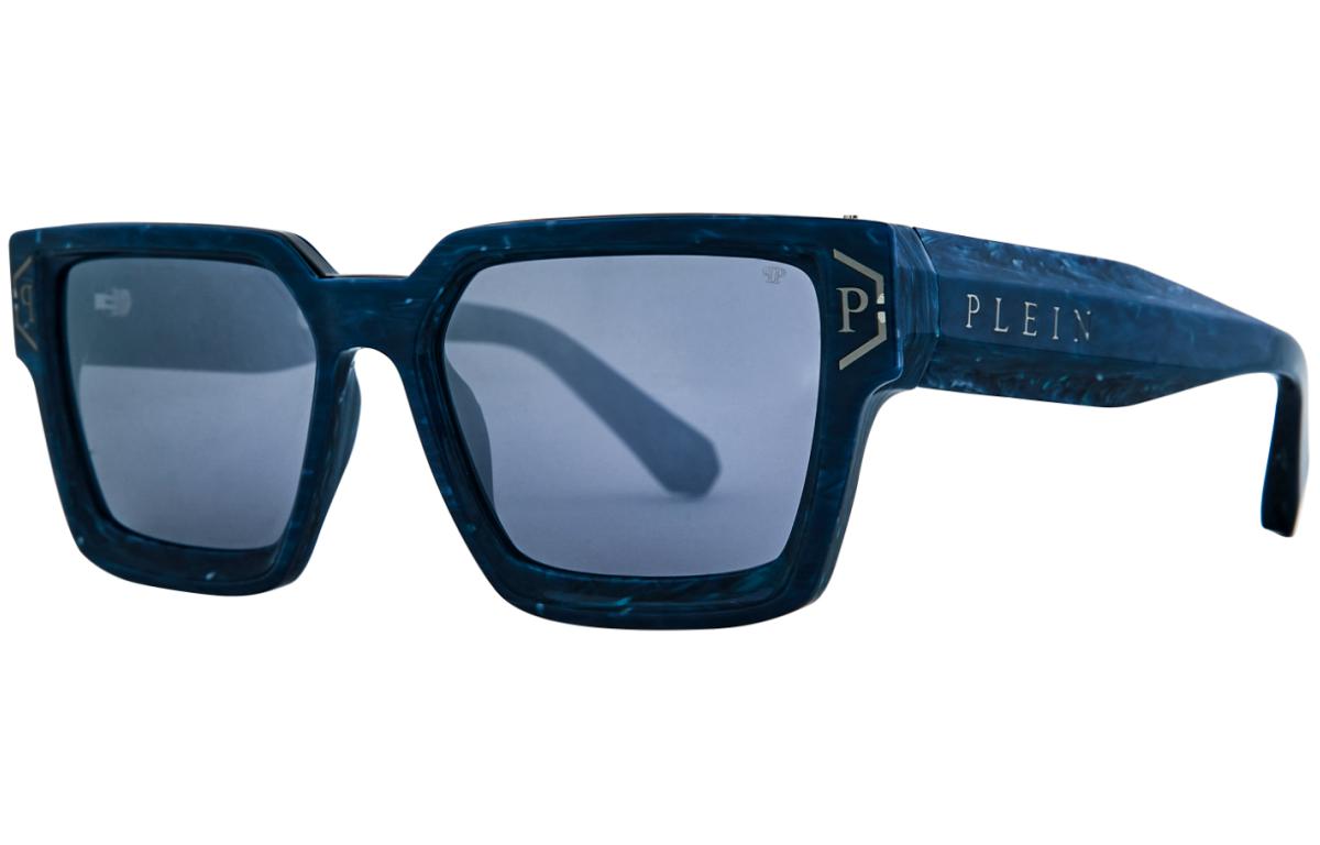 PHILIPP PLEIN Marble Blue Square Sunglasses Unisex Luxury Fashion SPP005M57B35B