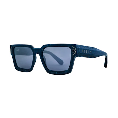 PHILIPP PLEIN Marble Blue Square Sunglasses Unisex Luxury Fashion SPP005M57B35B