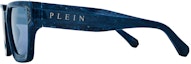Shop PHILIPP PLEIN 大理石藍色方形太陽眼鏡 男女皆宜 奢華時尚 SPP005M57B35B