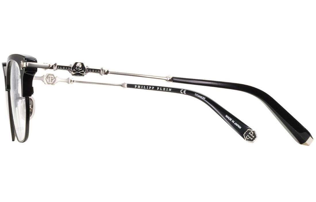 PHILIPP PLEIN Matte Black Crossbones Square Optical Titanium Glasses Unisex. VPP089J08EA 圖 3