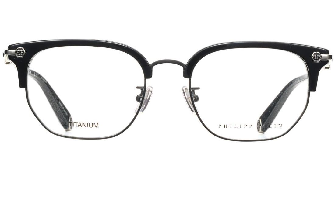 PHILIPP PLEIN Matte Black Crossbones Square Optical Titanium Glasses Unisex. VPP089J08EA 圖 4