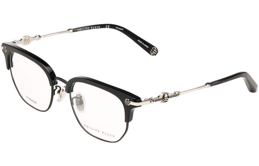 PHILIPP PLEIN Matte Black Crossbones Square Optical Titanium Glasses Unisex. VPP089J08EA 圖 5