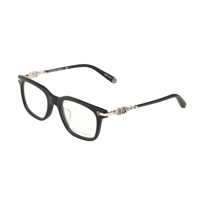 PHILIPP PLEIN Matte Black Silver Accent Retro Rectangle Eyeglasses Unisex. VPP088J0703