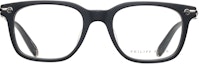 Shop 菲利普·普莱恩哑光黑银复古矩形眼镜,男女通用款。 VPP088J0703