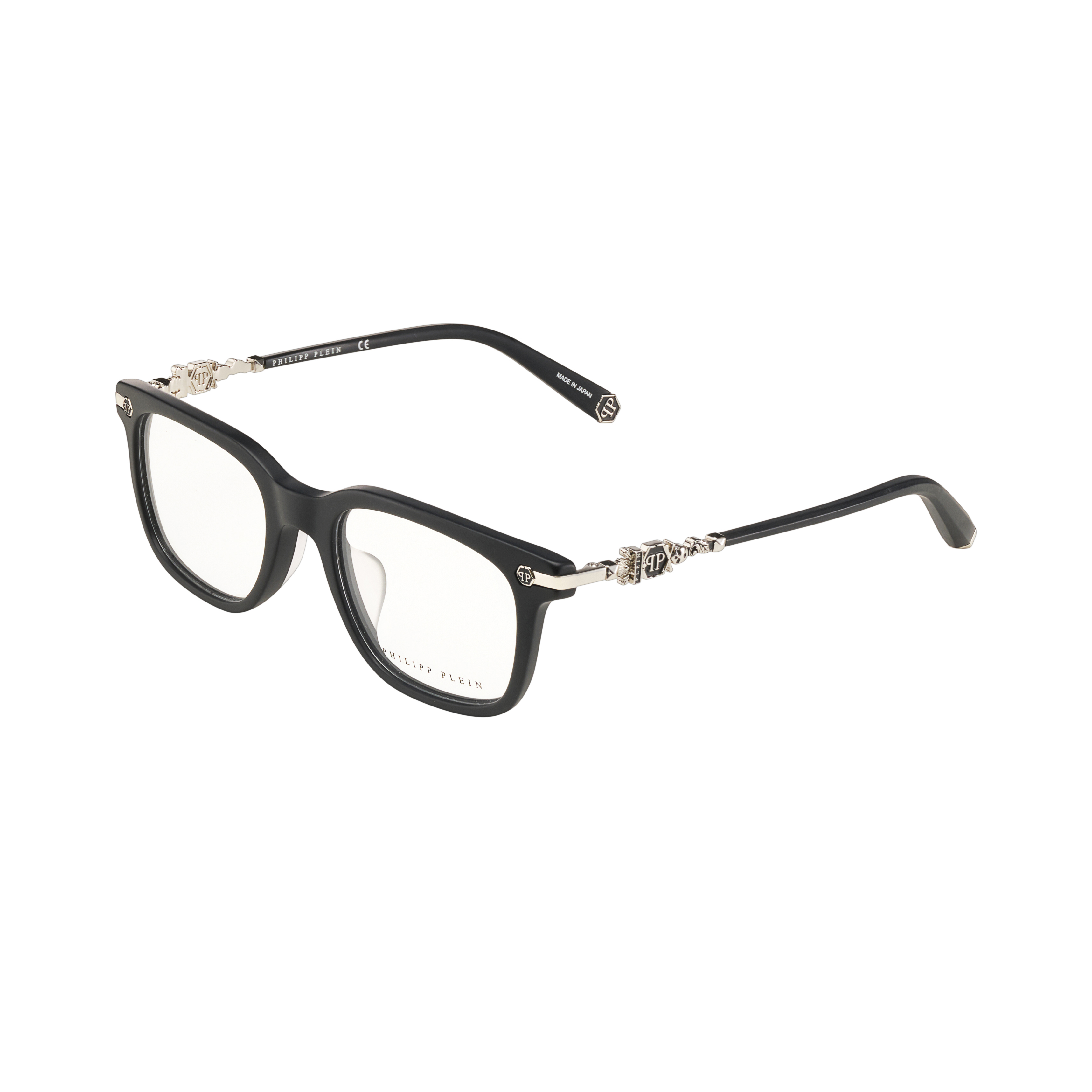 Purchase 菲利普·普莱恩哑光黑银复古矩形眼镜，男女通用款。 VPP088J0703