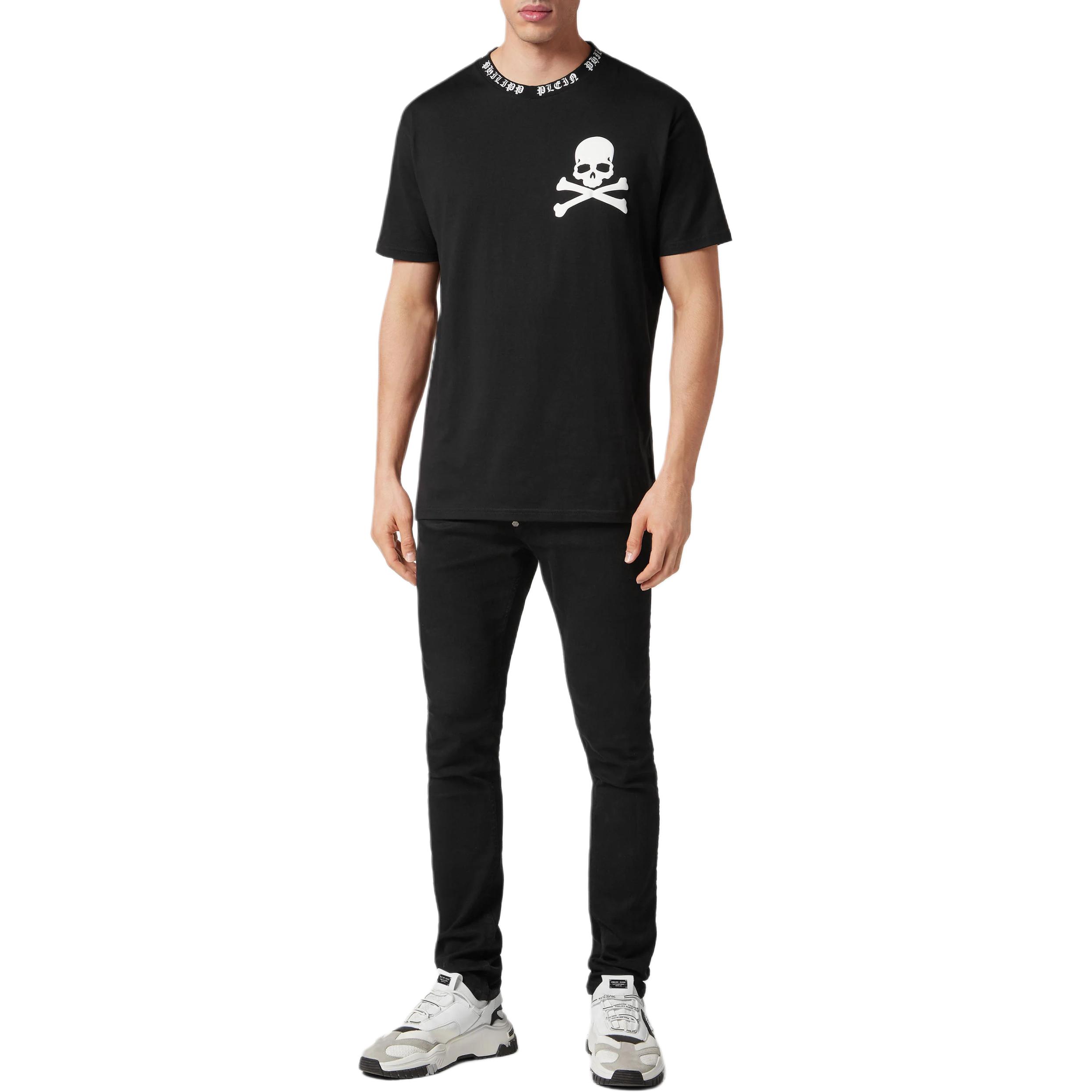 Purchase PHILIPP PLEIN 男款黑色圖案印花短袖圓領T恤 SADC-MTK6828-PJY002N-02