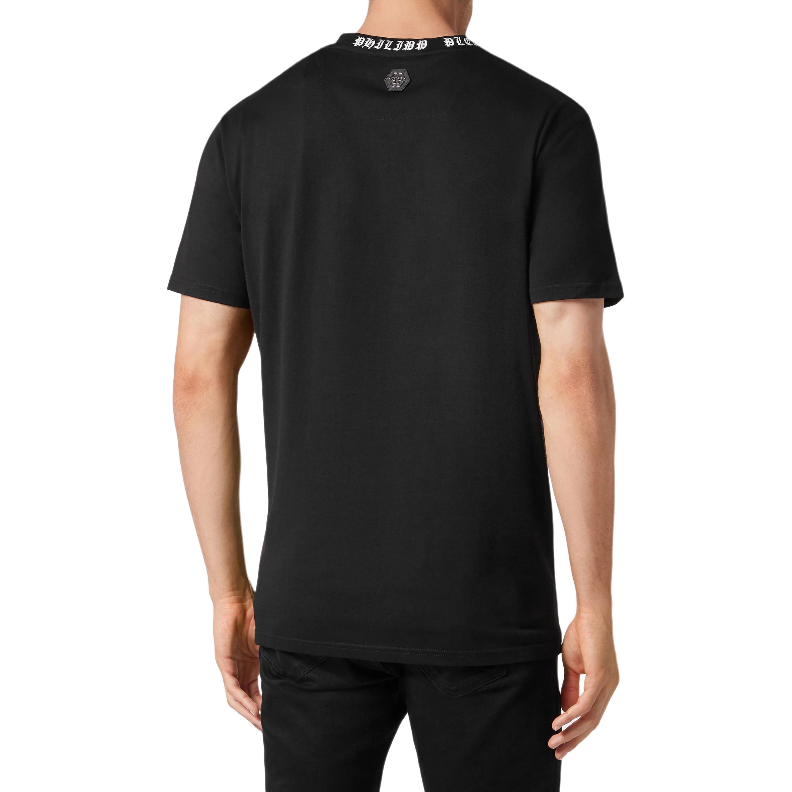 Details for PHILIPP PLEIN 男款黑色圖案印花短袖圓領T恤 SADC-MTK6828-PJY002N-02