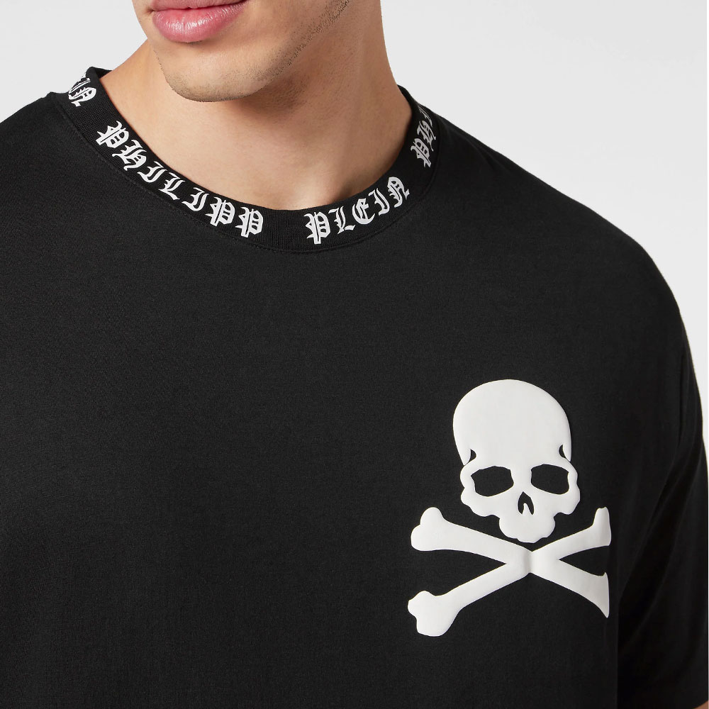 Sizing PHILIPP PLEIN 男款黑色圖案印花短袖圓領T恤 SADC-MTK6828-PJY002N-02