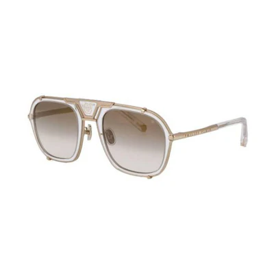PHILIPP PLEIN Metallic Aviator Sunglasses Rose Gold. SPP010M349G