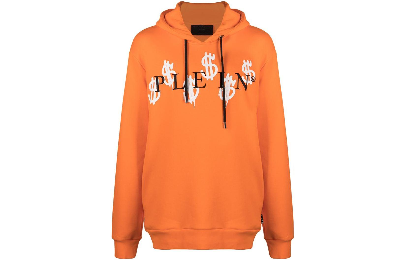 PHILIPP PLEIN Orange Hoodie with Letter Logo Print Design PAAC-MJB2435-PJO002N-20