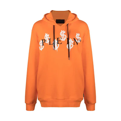 PHILIPP PLEIN Orange Hoodie with Letter Logo Print Design PAAC-MJB2435-PJO002N-20