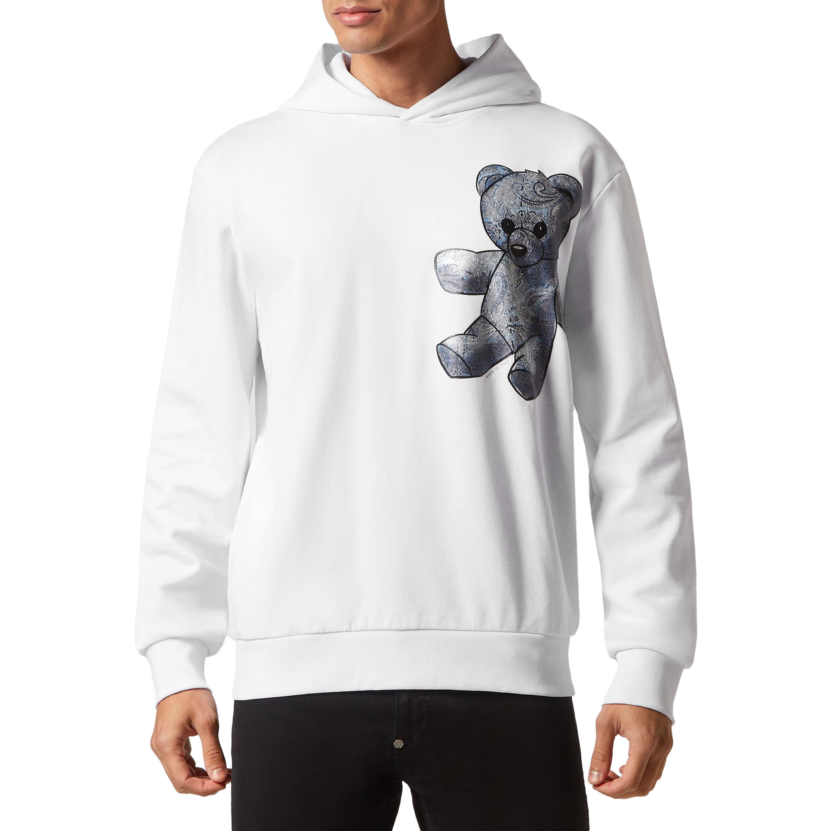 Lookbook 飞利浦普兰佩斯利泰迪熊白色连帽卫衣 FACC-MJB3114-PJO002N-0107