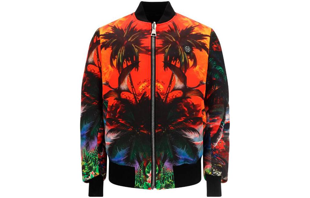 PHILIPP PLEIN Palm Print Reversible Full-Zip Jacket for Men SACCMRB2189PTE028N21