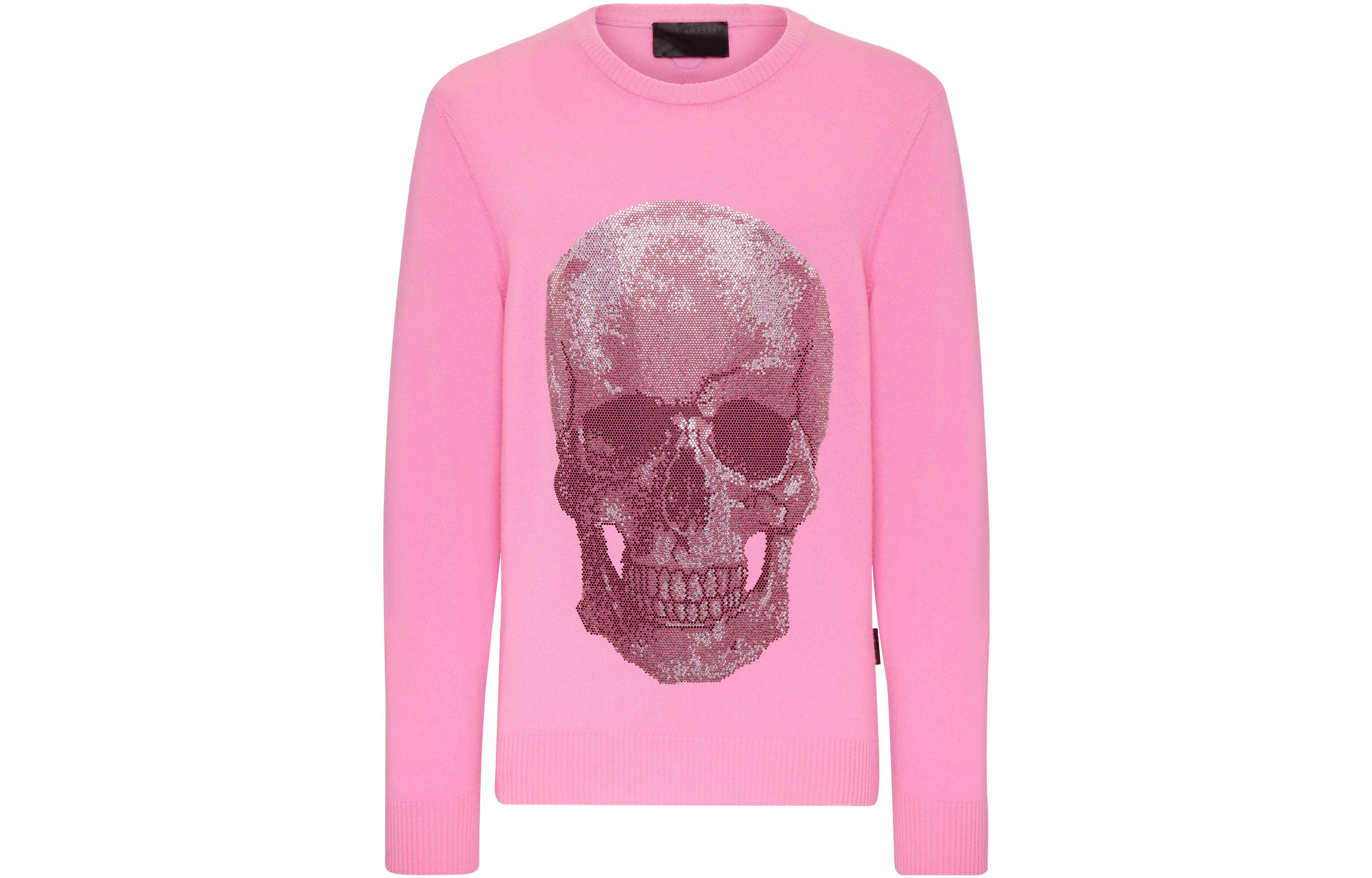 PHILIPP PLEIN Pink Graphic Print Crewneck Long-Sleeve Sweatshirt PABC-MKO1123-PKN002N-64