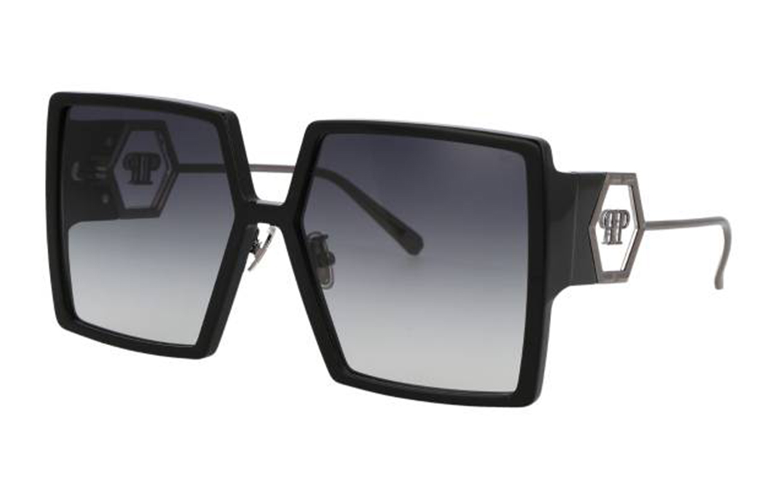 Order PHILIPP PLEIN 多邊形框太陽眼鏡 男女通用 黑色。 SPP028M0700