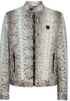 PHILIPP PLEIN Python Leather Bomber Skull Jacket Grey - Snake Pattern Style SACC-MLB1538-PLE029P-10 PHILIPP PLEIN Python Leather Bomber Skull Jacket Grey - Snake Pattern Style SACC-MLB1538-PLE029P-10