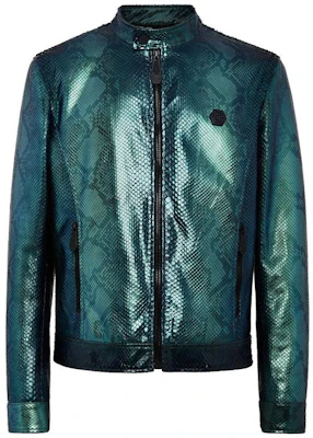 PHILIPP PLEIN Python Leather Skull Bomber Jacket Green SACC-MLB1612-PLE029P-05 Buy PHILIPP PLEIN Python Leather Skull Bomber Jacket Green SACC-MLB1612-PLE029P-05