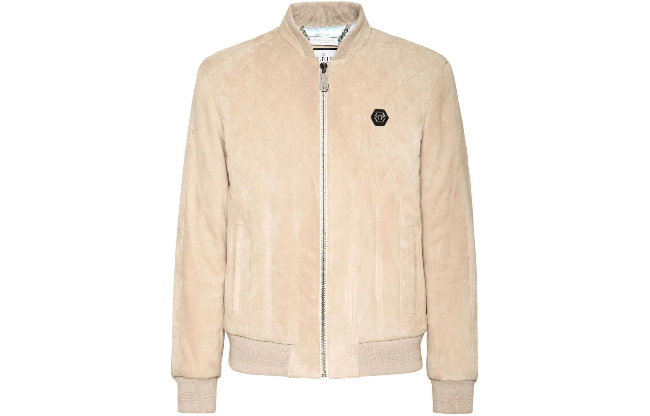 PHILIPP PLEIN Quilted Suede Bomber Jacket Khaki - SADC-MLB1816-PLE009N-06