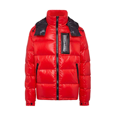 PHILIPP PLEIN Red Detachable Hood Logo Zipper Long Sleeve Jacket MRB1303PNY002N1302