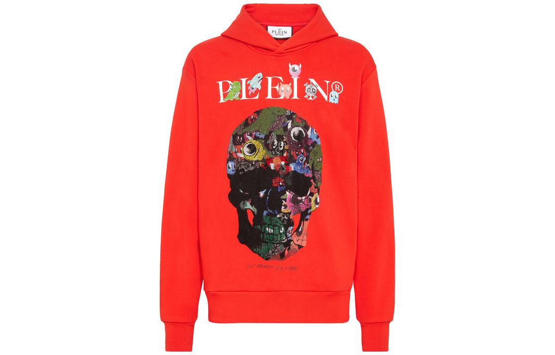 PHILIPP PLEIN Red Skull Print Hoodie SS23 Collection AABC-MJB2741-PJY002N-13