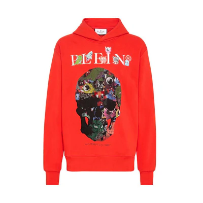 PHILIPP PLEIN Red Skull Print Hoodie SS23 Collection AABC-MJB2741-PJY002N-13