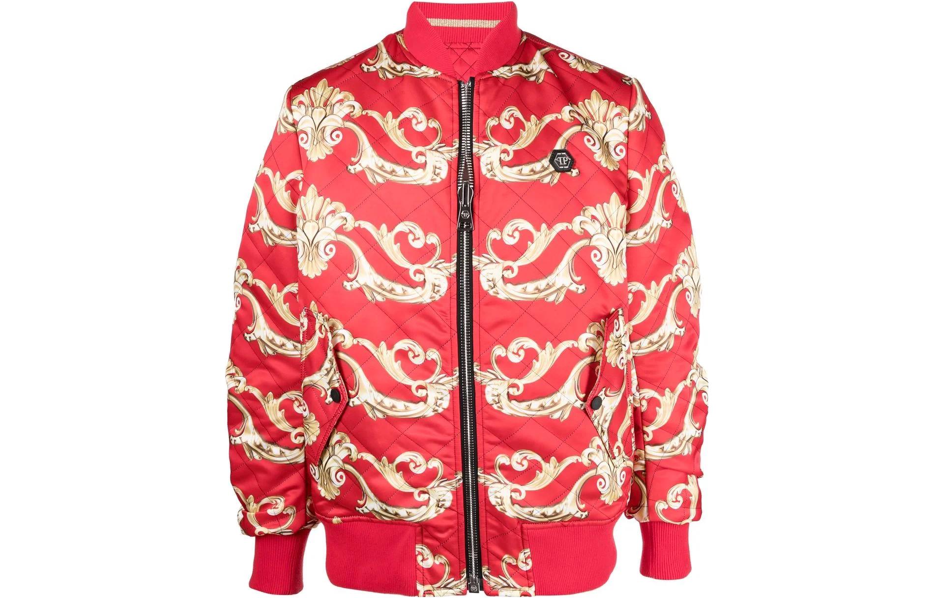 PHILIPP PLEIN Reversible Full-Print Zip-Up Jacket Red Long Sleeve PABC-MRB1925-PTE003N-13