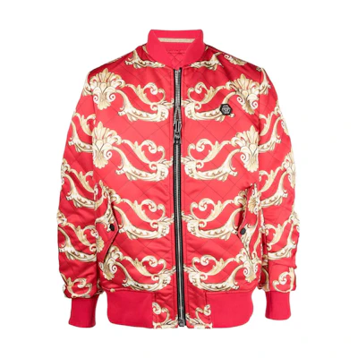 PHILIPP PLEIN Reversible Full-Print Zip-Up Jacket Red Long Sleeve PABC-MRB1925-PTE003N-13