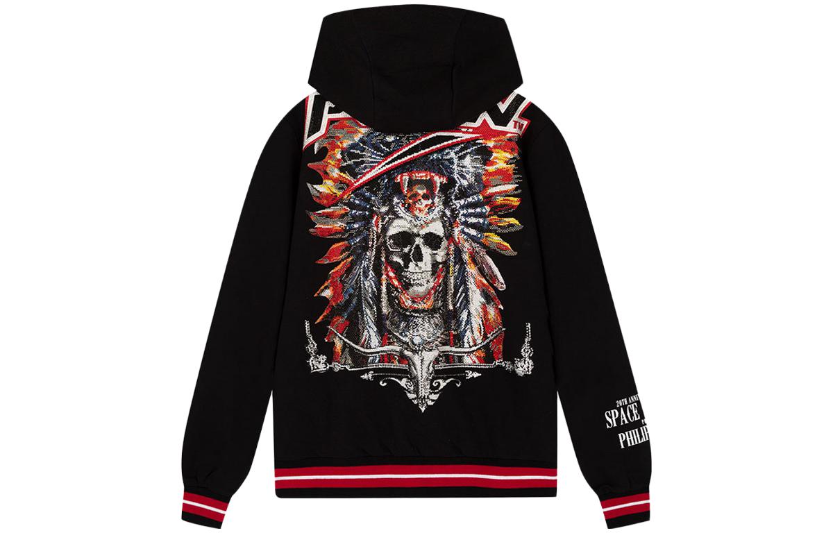 PHILIPP PLEIN Rhinestone Skull Hoodie Black A19C-MJB1554-PJO002N-02