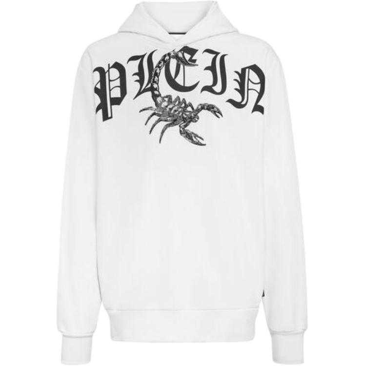 PHILIPP PLEIN Scorpion Print Pullover Sweatshirt White FW22 FABC-MJB2732-PJY002N-01