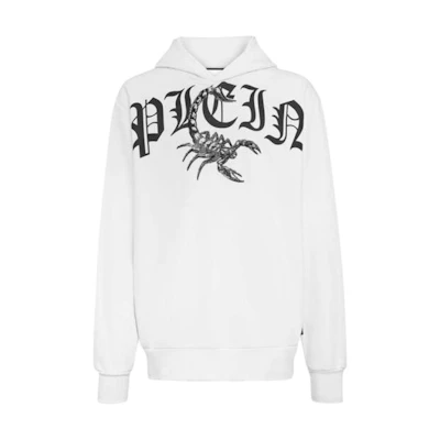 PHILIPP PLEIN Scorpion Print Pullover Sweatshirt White FW22 FABC-MJB2732-PJY002N-01