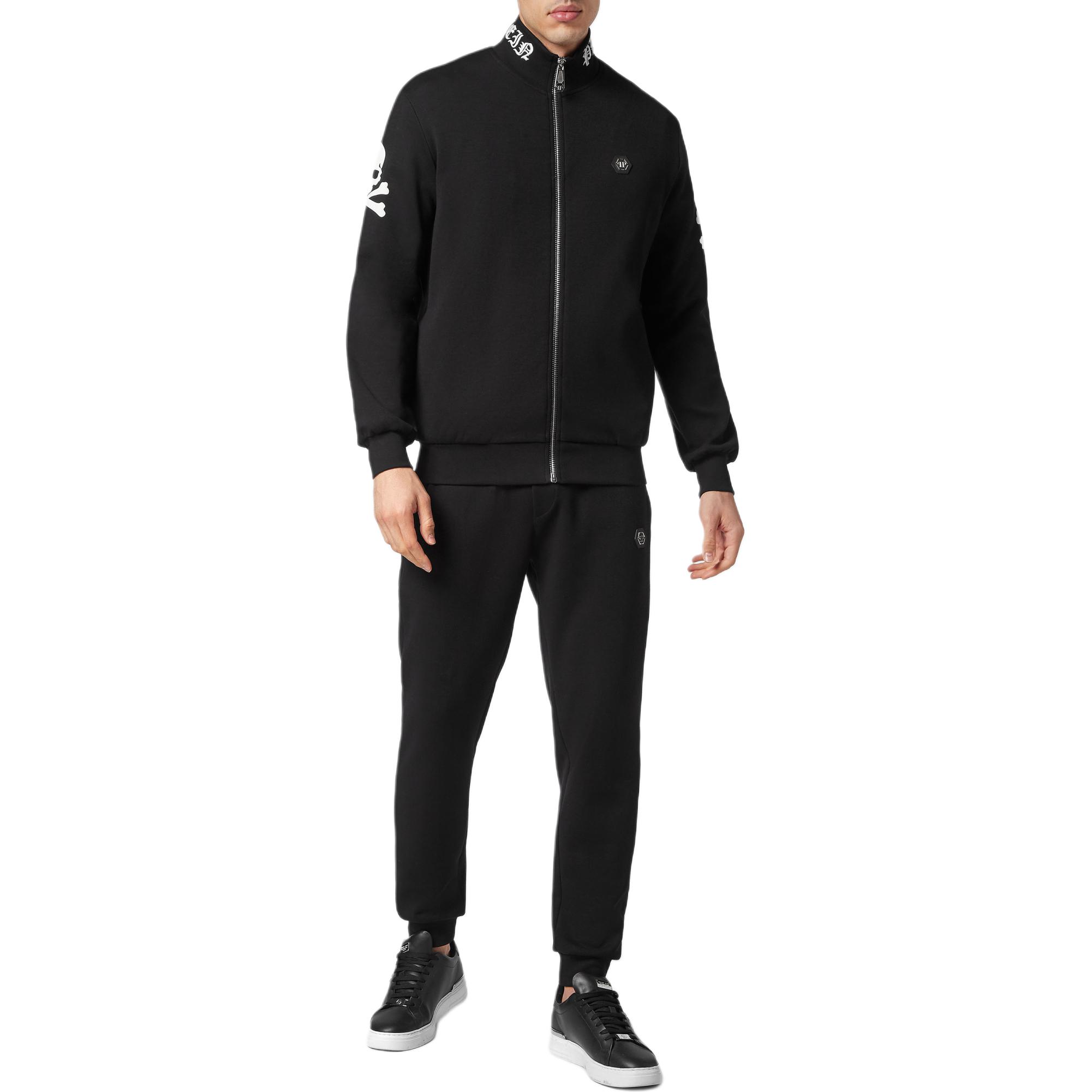 Lookbook PHILIPP PLEIN 骷髅骨头黑色长袖拉链运动夹克 SADC-MJB3301-PJO002N-02