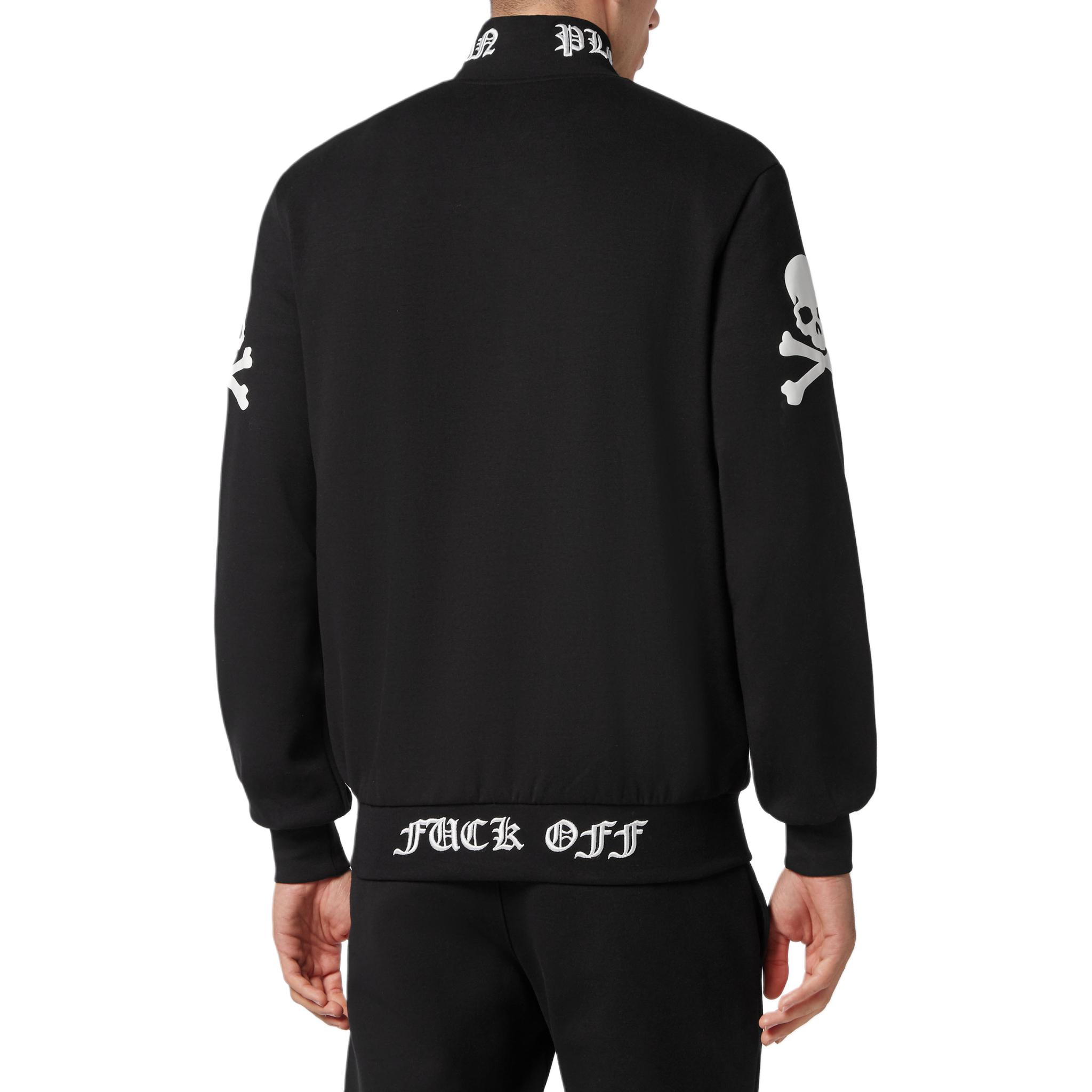Purchase PHILIPP PLEIN 骷髅骨头黑色长袖拉链运动夹克 SADC-MJB3301-PJO002N-02