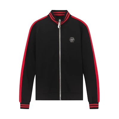 PHILIPP PLEIN Skull Colorblock Logo Print Jacket Men’s Black A18C-MJB0649-PJO002N-02