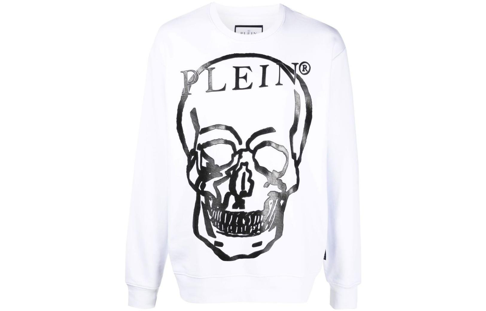 Order PHILIPP PLEIN 骷髅字母印花男女同款白色圆领卫衣 SABC-UJO0035-PJO002N-0102