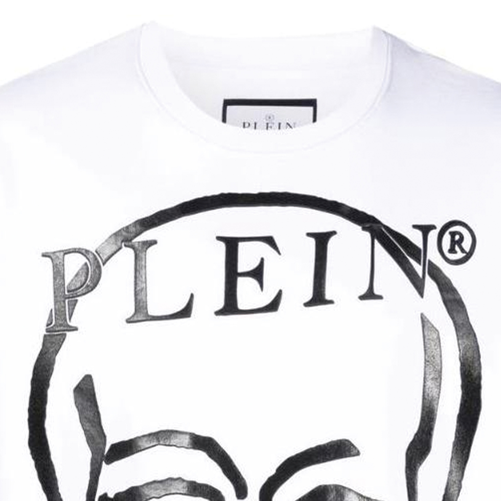 Sizing PHILIPP PLEIN 骷髅字母印花男女同款白色圆领卫衣 SABC-UJO0035-PJO002N-0102