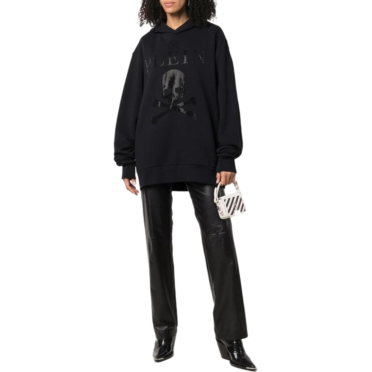 Lookbook 菲利普普莱因骷髅标志亮片连帽衫 男女款黑色长袖 PABC-UJB0072-PJO002N-黑色 PABC-UJB0072-PJO002N-BLACK