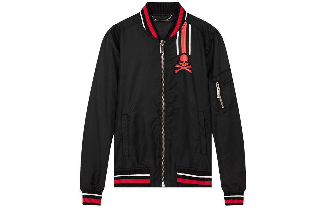PHILIPP PLEIN Skull Print Bomber Jacket Black S18C-MRB0546-PNY002N-0213