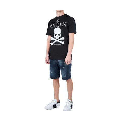 PHILIPP PLEIN Skull Print Crew Neck Short Sleeve T-Shirt Black UTK0189-PJY002N-02