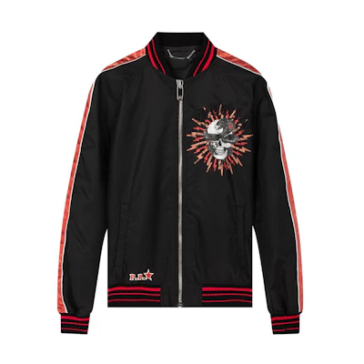 PHILIPP PLEIN Skull Print Logo Embroidery Black Casual Jacket P18C-MRB0618-PXV002N-02