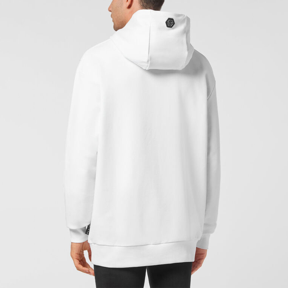 Purchase 菲利普普莱因骷髅印花白色连帽长袖休闲卫衣 UABC-MJB2543-PJO002N-01