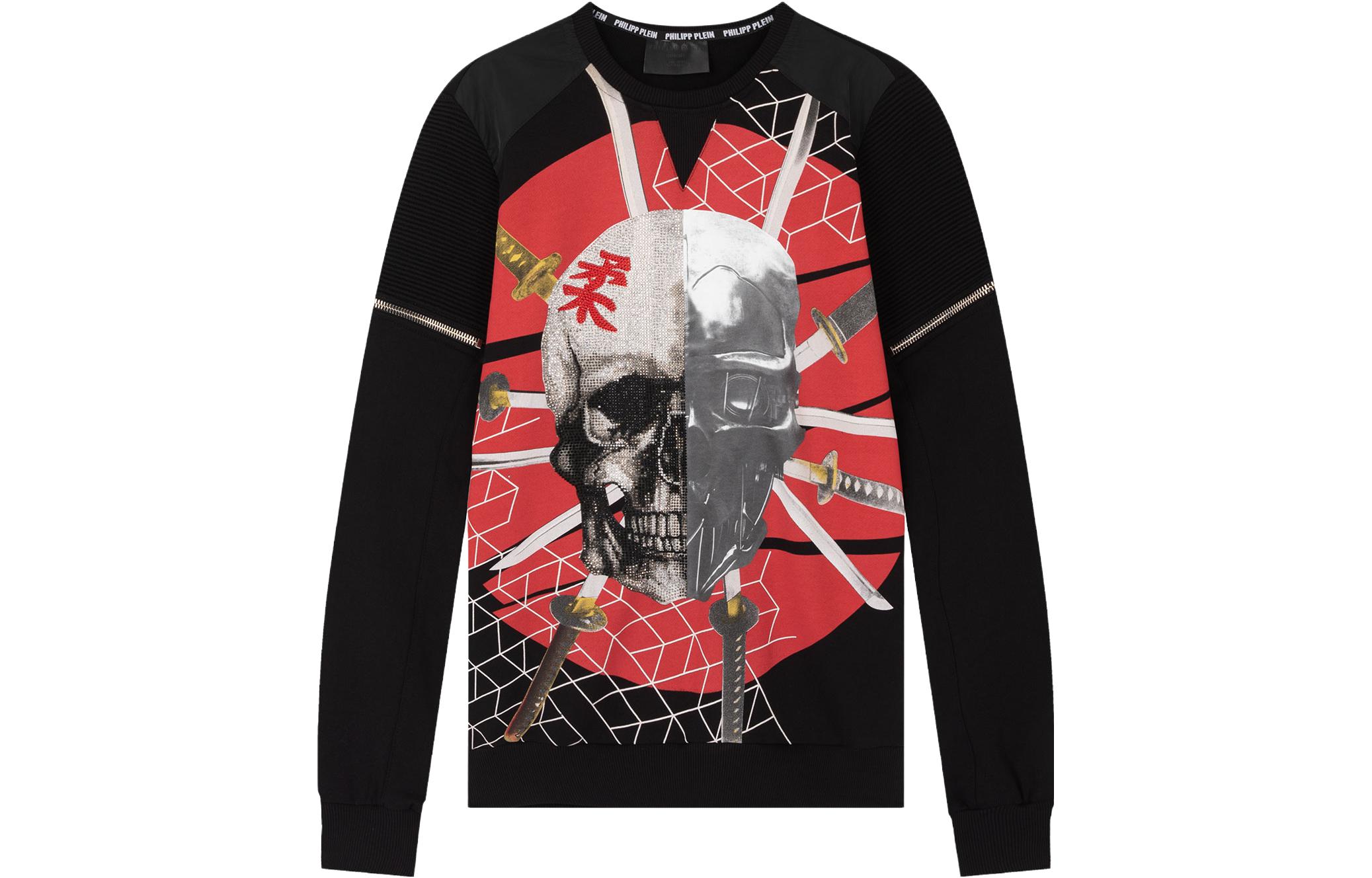 PHILIPP PLEIN Skull Rhinestone Printed Crewneck Sweatshirt F17C-MJO0119-PJO002N-02