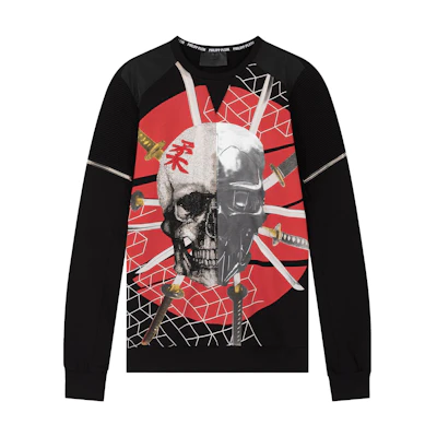 PHILIPP PLEIN Skull Rhinestone Printed Crewneck Sweatshirt F17C-MJO0119-PJO002N-02