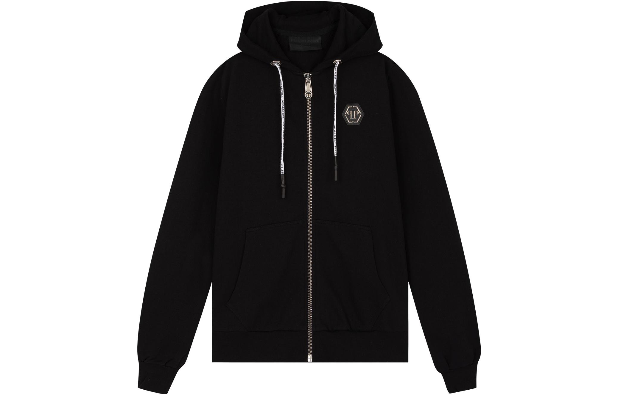 PHILIPP PLEIN Skull Rhinestone Zip-Up Casual Sweatshirt Men’s Black F19CMJB1256PJO002N02