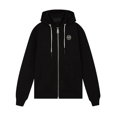 PHILIPP PLEIN Skull Rhinestone Zip-Up Casual Sweatshirt Men’s Black F19CMJB1256PJO002N02