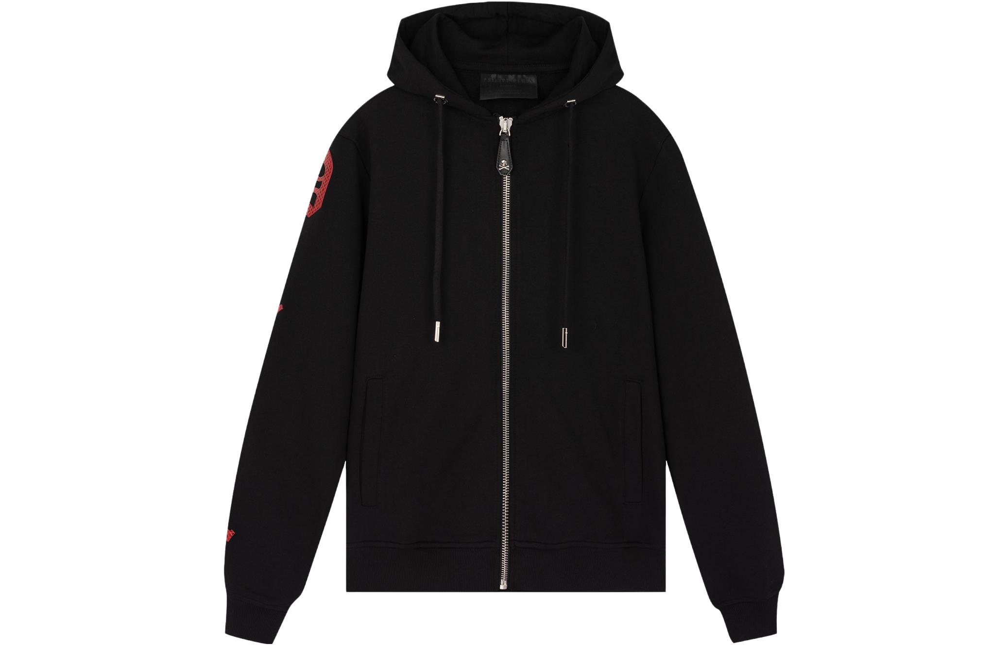 PHILIPP PLEIN Skull Snake Rhinestone Zip Hoodie Black P18C-MJB0320-PJO002N-02