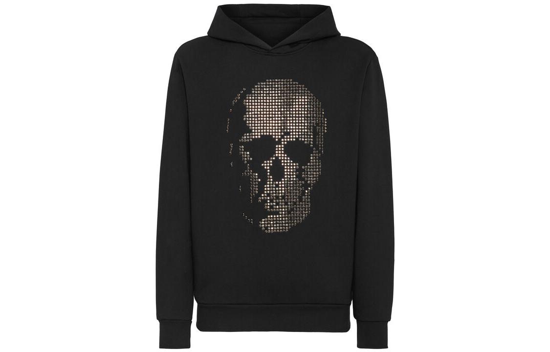 PHILIPP PLEIN Skull Strass Hoodie Sweatshirt Black Long Sleeve AACC-MJB3088-PJO002N-02