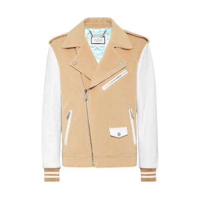 PHILIPP PLEIN Slim Fit Long Sleeve Jacket Coat - Off-White FACC-MLB1715-PTE120N-0601