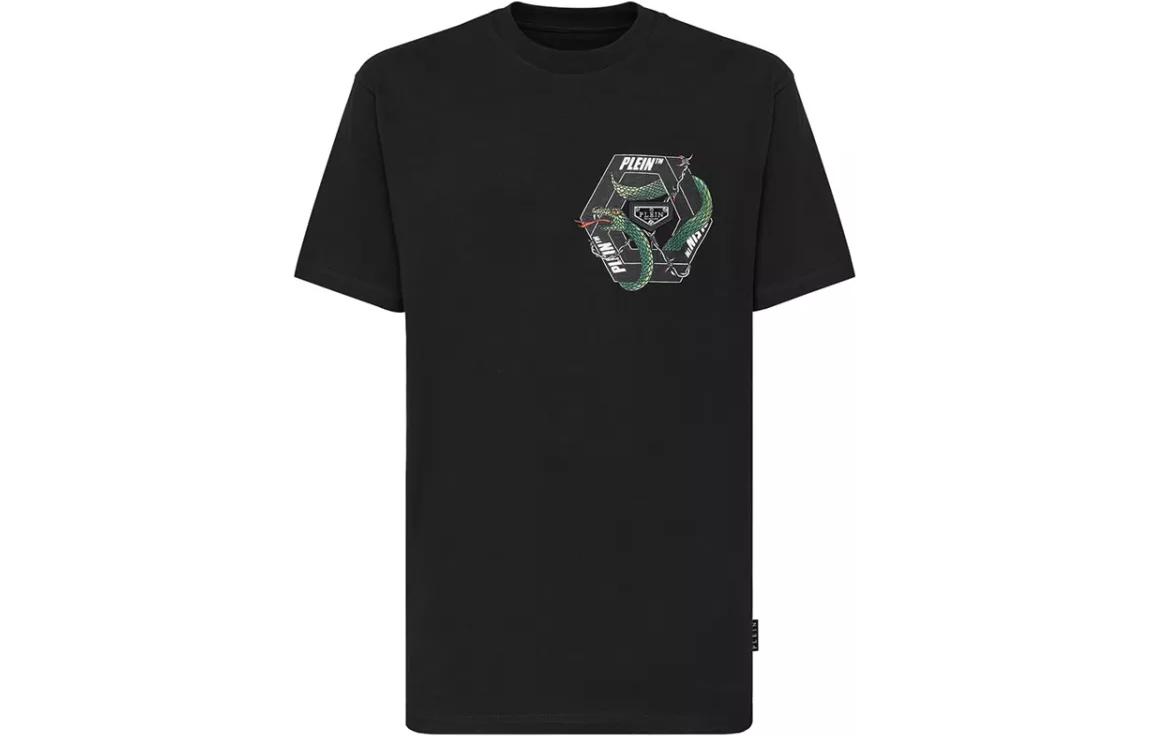 PHILIPP PLEIN Slogan Print Casual Crew Neck Unisex T-Shirt. AAAC-UTK0060-PJY002N-02