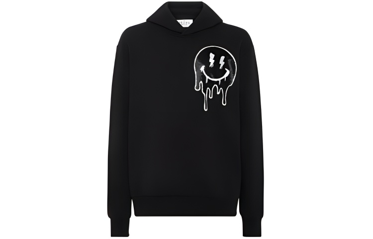 PHILIPP PLEIN Smile Hoodie Pullover Sweatshirt Men’s Black Long Sleeve Casual PADC-MJB3336-PJY002N-02