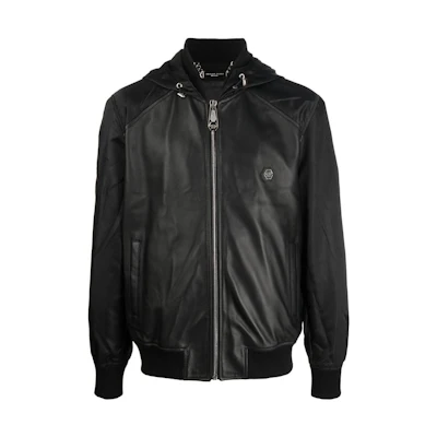 PHILIPP PLEIN Solid Color Logo Hooded Jacket FABCMLB1590PLE010N02